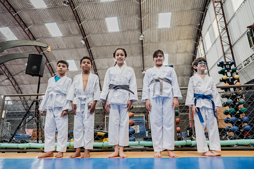 Portrait of students in a judo class at the gym