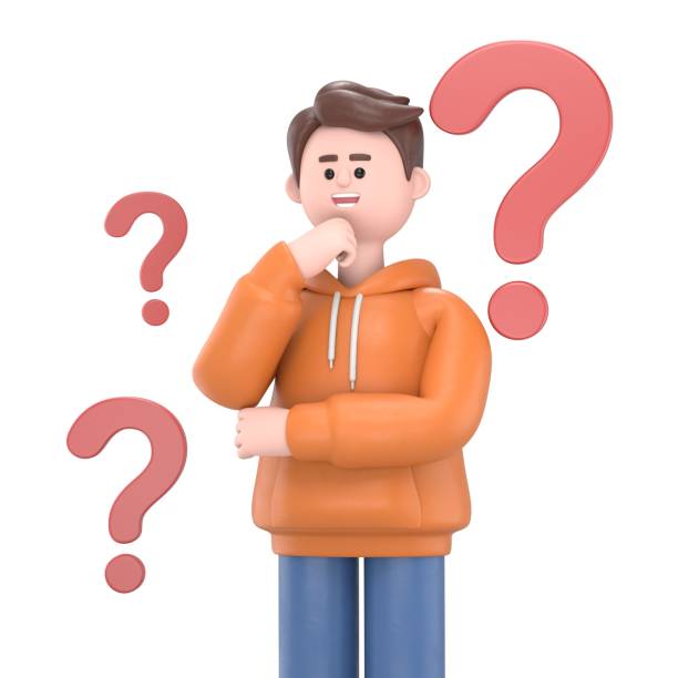 istock 3D Illustration of smiling businessman Qadir doubts and questioning everything,by some question mark. 3D rendering on white background. 1756160567