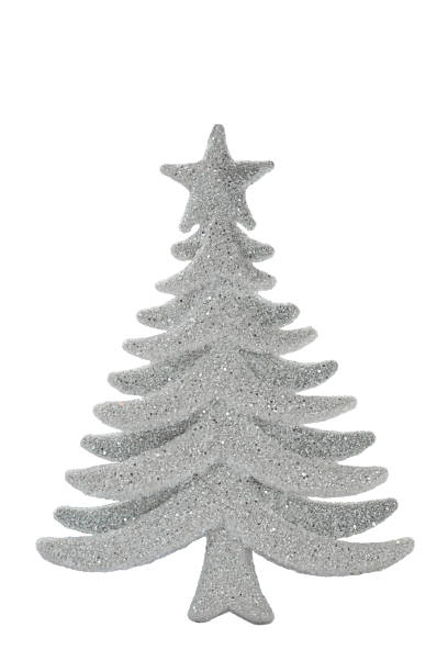 istock Shiny white Christmas tree with sparkles on white isolated background. New Year greetings. Design element 1756165541
