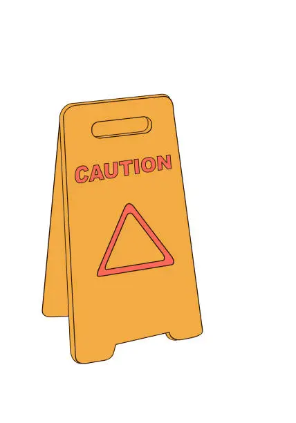 Vector illustration of caution wet floor frame signs