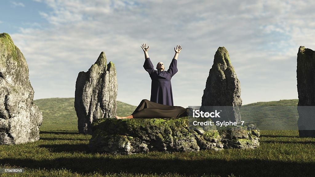 Pagan Druid Sacrifice Pagan druid sacrifice in an ancient stone circle, 3d digitally rendered illustration. Druidism Stock Photo