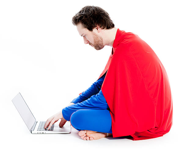 istock caucasian man in superhero costume 175618541