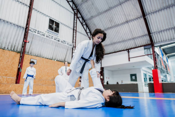 istock Girls training in a judo class at the gym 1756189477
