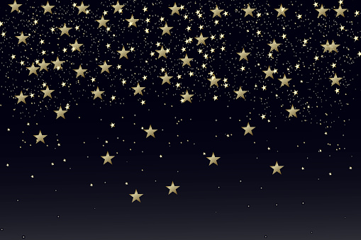 Star background.Web banner concept. Horizontal starry background with realistic shining stars and stardust. Infinite universe and starry night sky. Vector illustration.