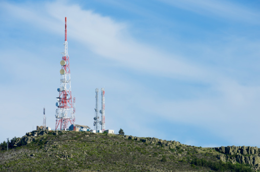 view of  a telecommunications towers, Peracense, Teruel, Aragon, Spain