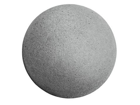 closeup of a concrete sphere isolated on white with clipping path