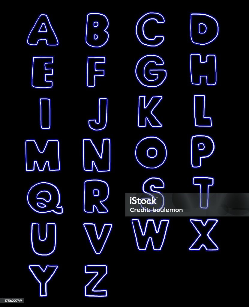 laser Licht Blau Schriftart alphabet von a-z - Lizenzfrei Alphabet Stock-Illustration