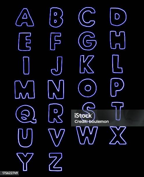 Blue Font Laser Light Alphabet Az Stock Illustration - Download Image Now - Alphabet, Bright, Capital Letter
