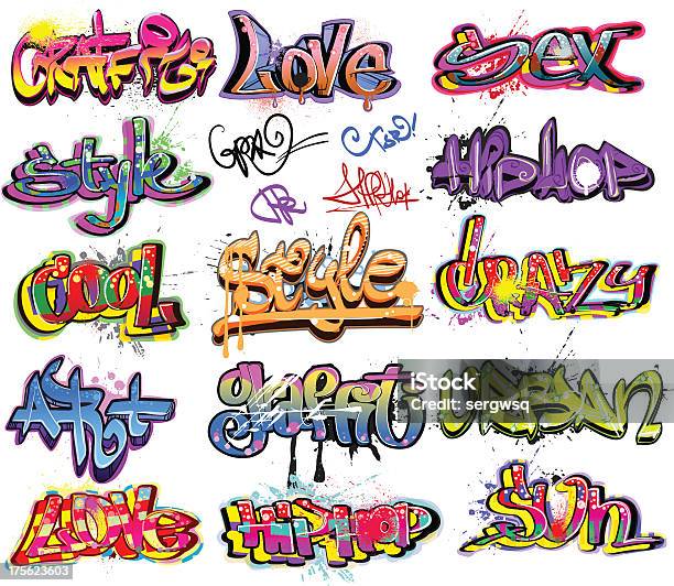 Graffiti Urban Art Design Stock Illustration - Download Image Now - Graffiti, Wall - Building Feature, Typescript