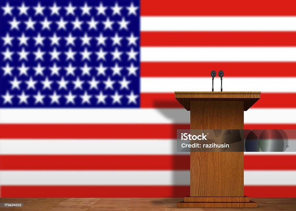 Pódio e Bandeira dos Estados Unidos da América - Royalty-free Bandeira dos Estados Unidos da América Foto de stock