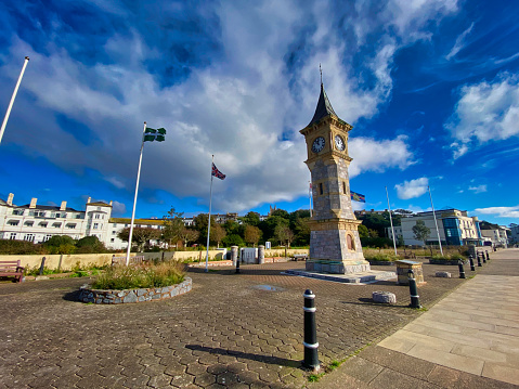 Photograph of the clock tower at Exmouth seafront, Devon