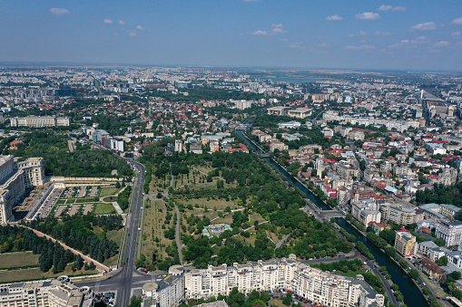 Bucharest City. The image shows the beautiful romanian capital during a sunny day in summer season.