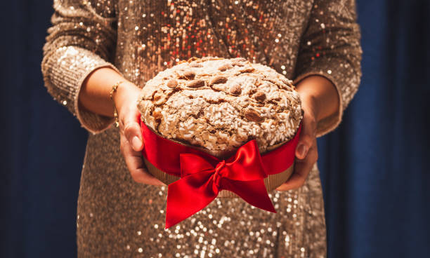 Panettone Italian Christmas cake. Celebration Christmas.