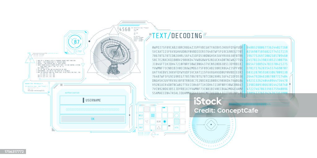 Futuristic Hud Interface For Radio Telescope Data Decoding Stock ...