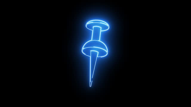 The animation forms a pin nail icon with a neon saber effect