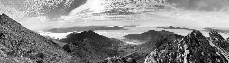 The view from the summit of Mount Snowdon in Wales above the clouds