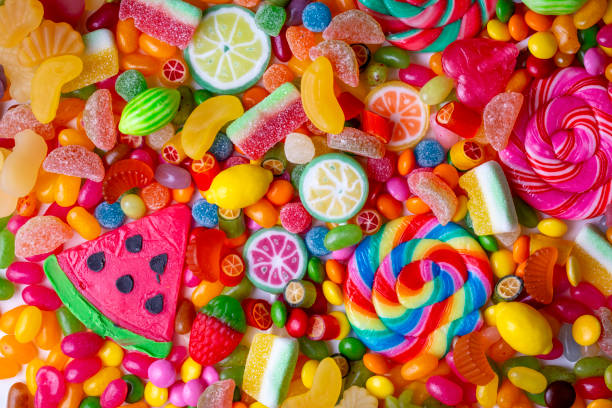 istock Colorful lollipops and different colorful round candy. 1756358380