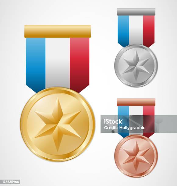 Ilustración de Estrella De Las Medallas y más Vectores Libres de Derechos de Azul - Azul, Brillante, Bronce - Aleación