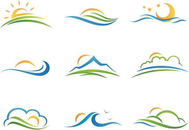 Landscape logo and icon http://www.markoradunovic.com/istock/logos.jpg hill illustrations stock illustrations