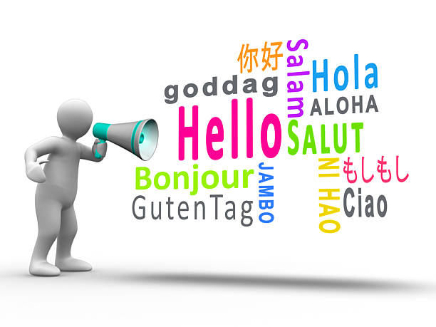 istock White figure revealing hello in different languages with a megap 175636151