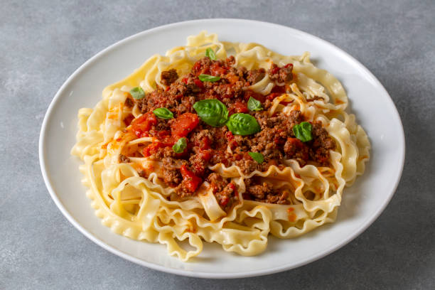 istock Mafalde or Mafalda or Mafaldine Pasta Bolognese 1756372209