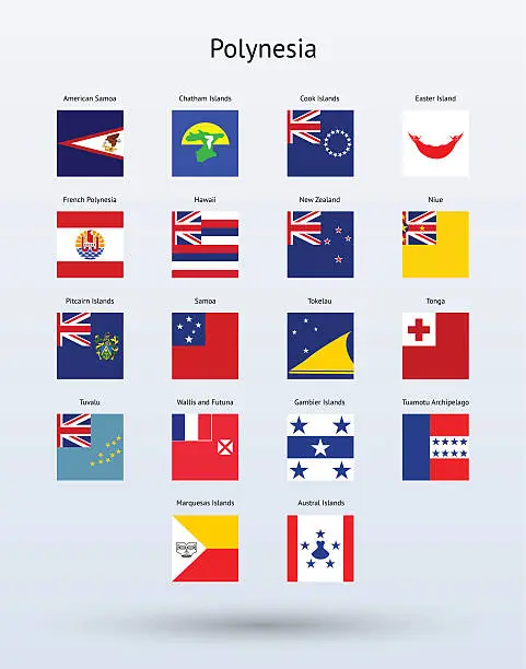 Vector illustration of Polynesia Square Flags Collection