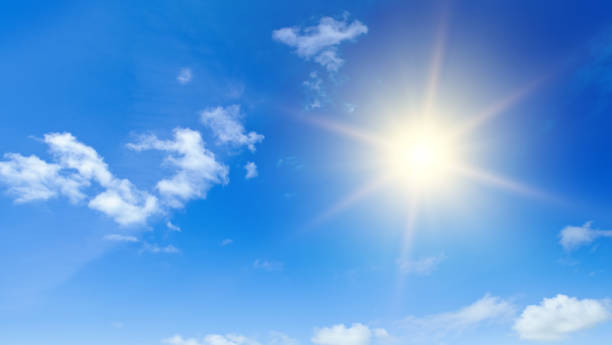 istock Blue sky , sun and beautiful white clouds. Wide photo. 1756388854