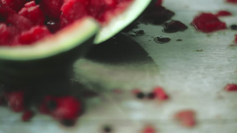 Broken watermelon on the floor