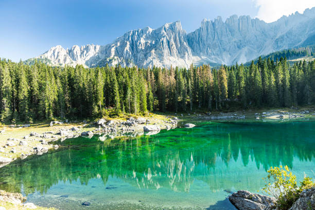 istock Karersee, Carezza lake, is a lake in the Dolomites 1756417618