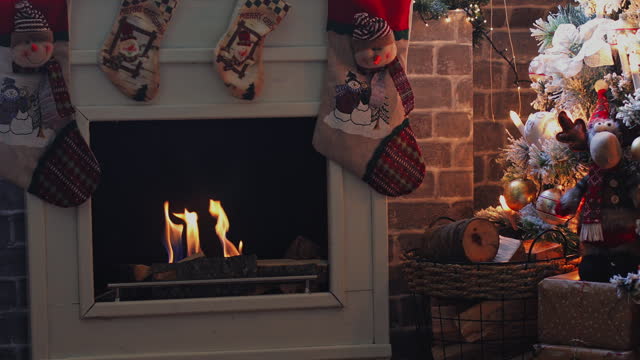 Decorated Christmas Fireplace