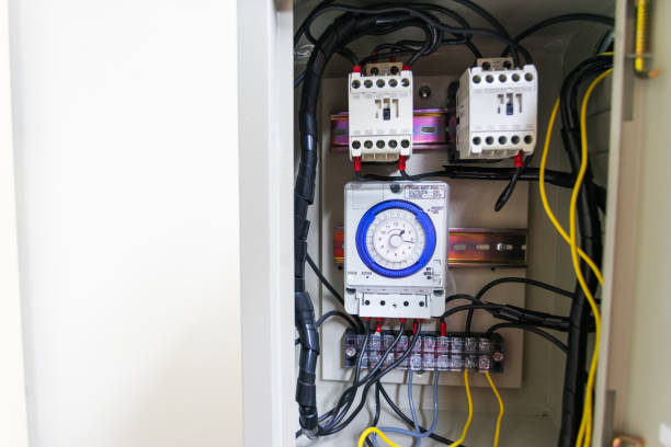 istock Electrical cabinet timer used to power large electrical equipment. 1756434578