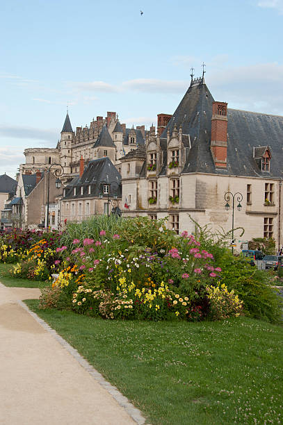 houses in the center of the village and the royal castle of Amboise