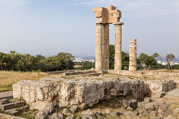 acropolis at monte smith hill in Rhodes, Greece stock photo