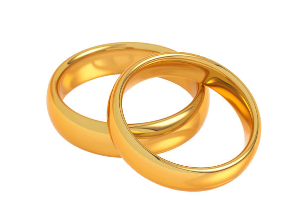 istock Two golden wedding rings 3D illustration 1756481666