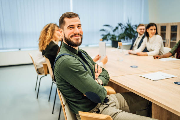 istock Young businessman in a conference room 1756490904