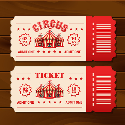 Cinema ticket. Retro ticket. Vector clipart isolated on wooden background.