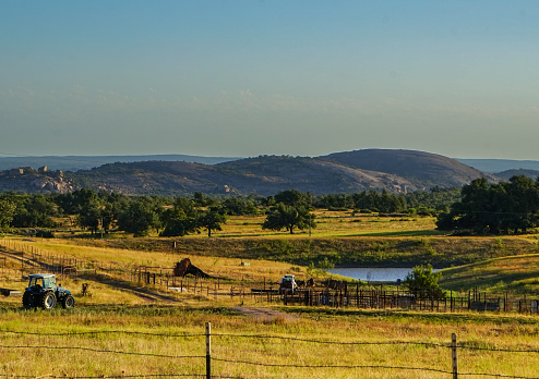 Pastoral view of Enchanted Rock State Park, Texas at sunrise