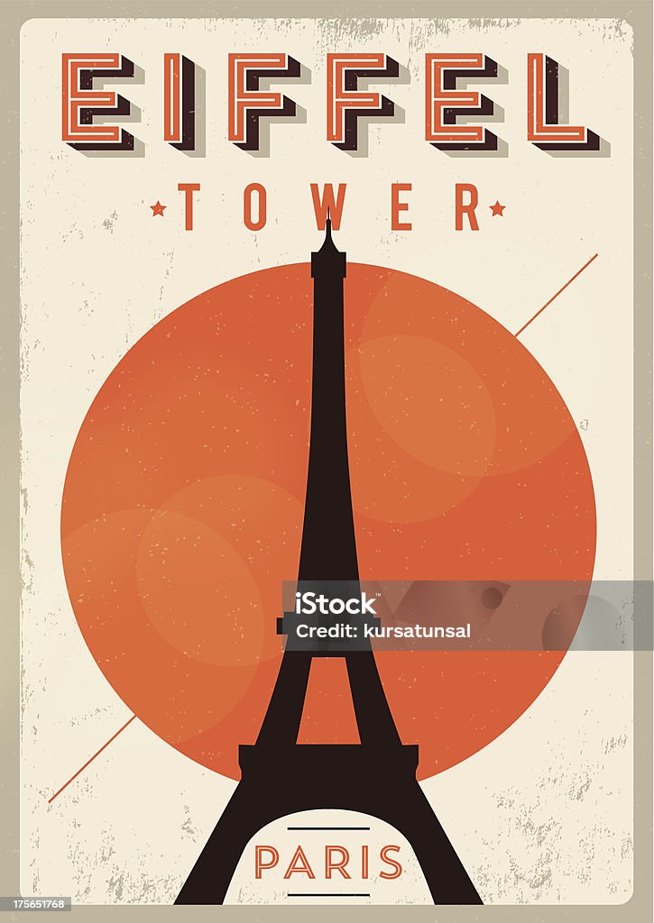 Vintage Eiffelturm-Poster - Lizenzfrei Paris Vektorgrafik