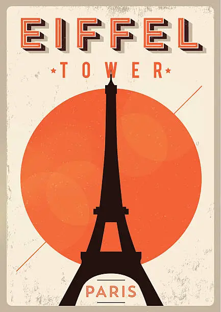 Vector illustration of Vintage Eiffel Tower Poster