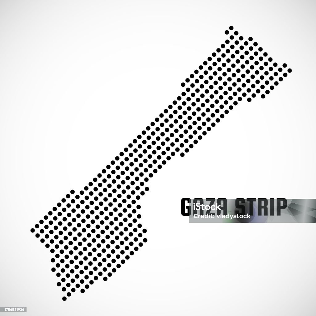 Dotted Gaza Strip Map Isolated On White Background Stock Illustration