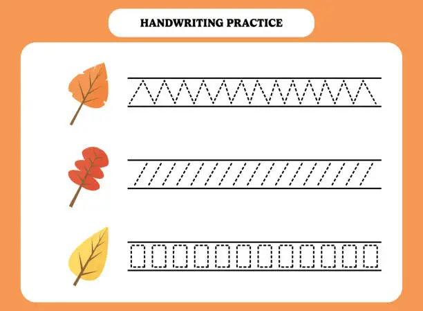 Vector illustration of Handwriting practice for kids. Tracing lines activity.