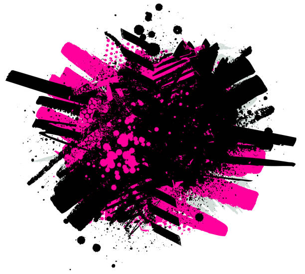 Pink and black grunge textures and patterns vector vector art illustration