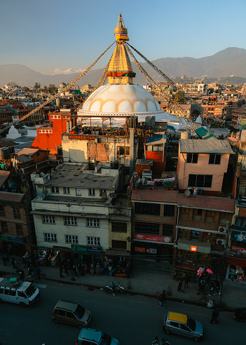 View of stupa in Kathmandu from hotel  balcony, Nepal