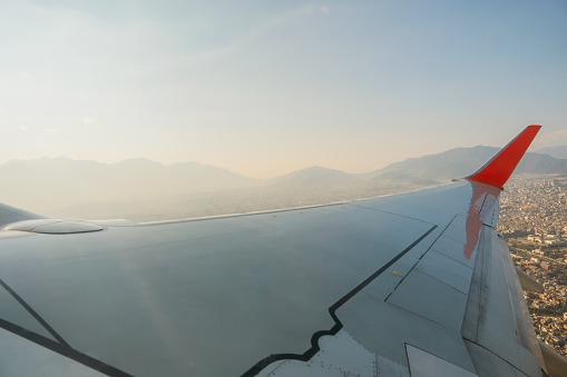 Aerial view of Kathmandu  visible from airplane