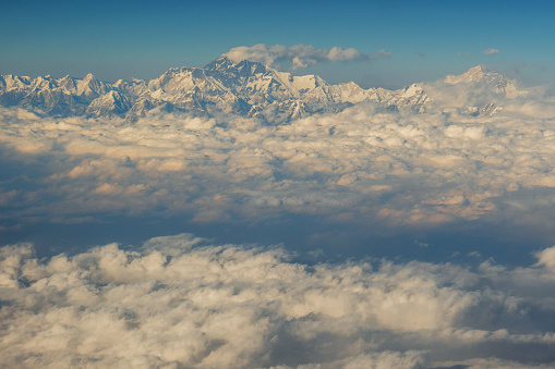 Scenic view of Himalayas visible from airplane window