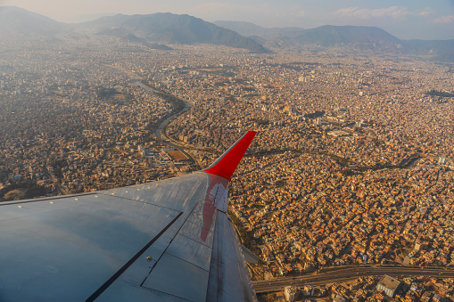 Aerial view of Kathmandu  visible from airplane