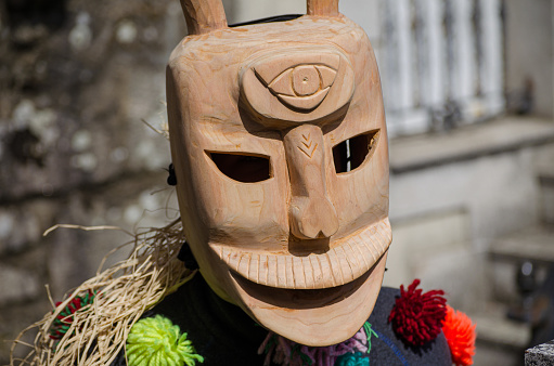 Traditional mask of the carnival of Lazarim. Portugal. Careto do Lazarim.