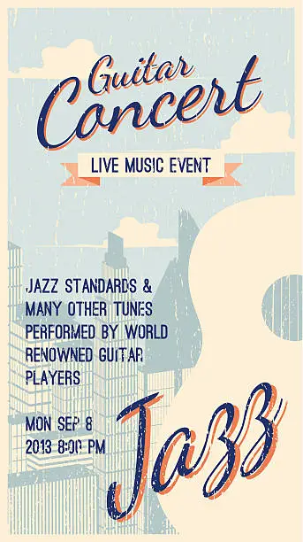 Vector illustration of Jazz Guitar Concert Poster