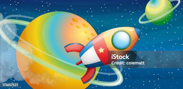 Spacecraft In The Outer Space Stock Illustration - Download Image Now - Air Vehicle, Blimp, Blue