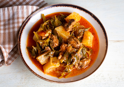 Traditional Turkish food; Celery dish with lamb meat